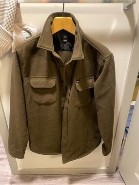 Obey Brown/Green Wool-Blend Field Shirt Jacket - Medium